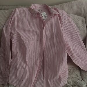 J. Crew Kids Pink Striped Button Down Shirt L